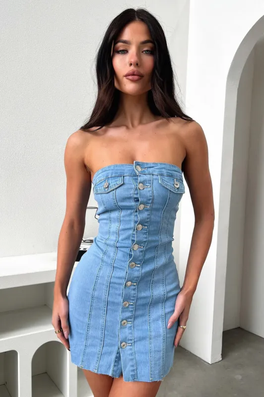 Irena Dress - Blue Denim sold by Thats So Fetch