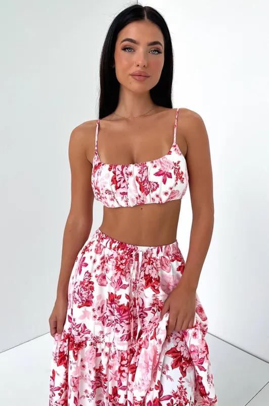 Kei Crop - Pink / Red Floral sold by Thats So Fetch