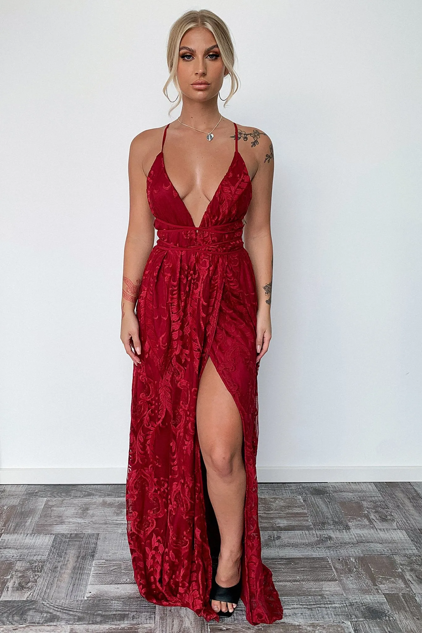 Scarlett Halter Maxi Dress - Burgundy sold by Thats So Fetch product image thumbnail 3