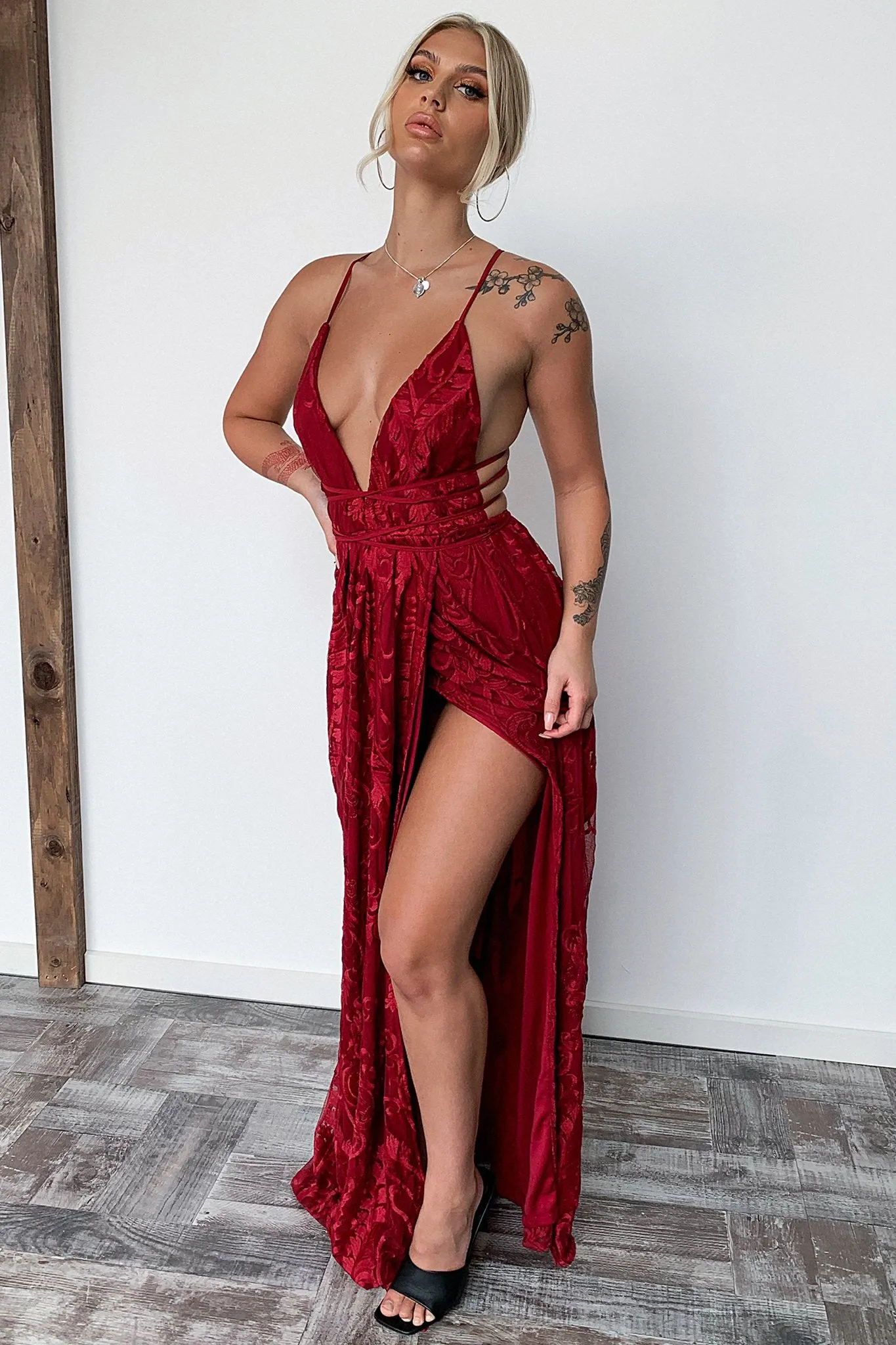 Scarlett Halter Maxi Dress - Burgundy sold by Thats So Fetch product image thumbnail 5