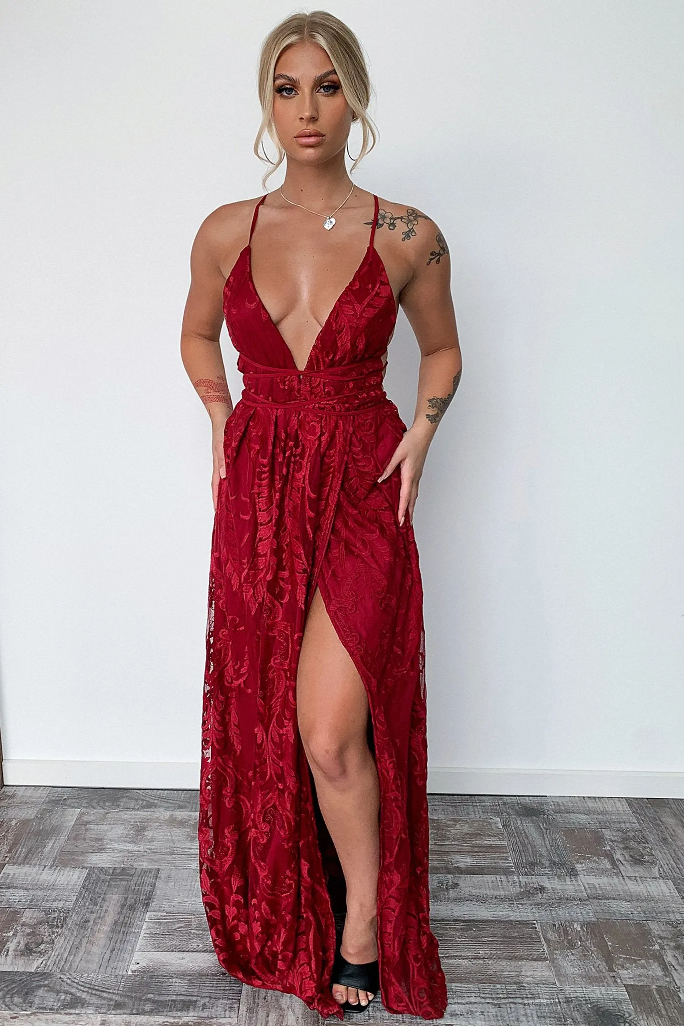 Scarlett Halter Maxi Dress - Burgundy sold by Thats So Fetch product image thumbnail 4