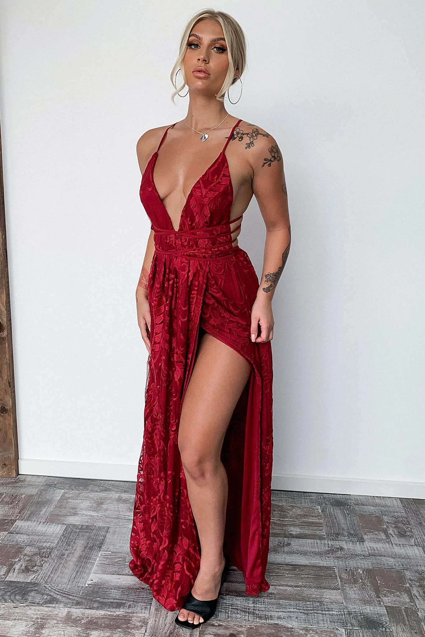 Scarlett Halter Maxi Dress - Burgundy sold by Thats So Fetch product image thumbnail 2