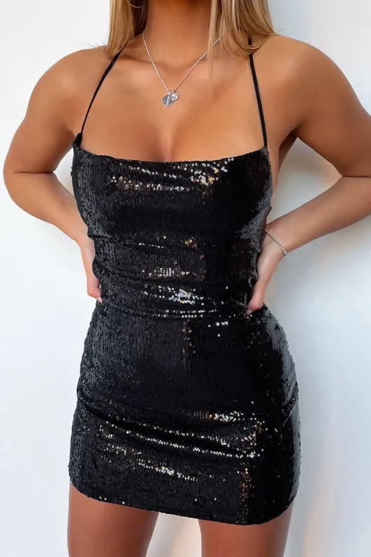 Olivia Dress - Black Sequin sold by Thats So Fetch