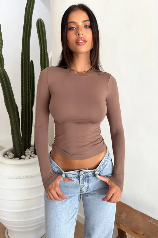 Amos Long Sleeve Tee - Brown sold by Thats So Fetch