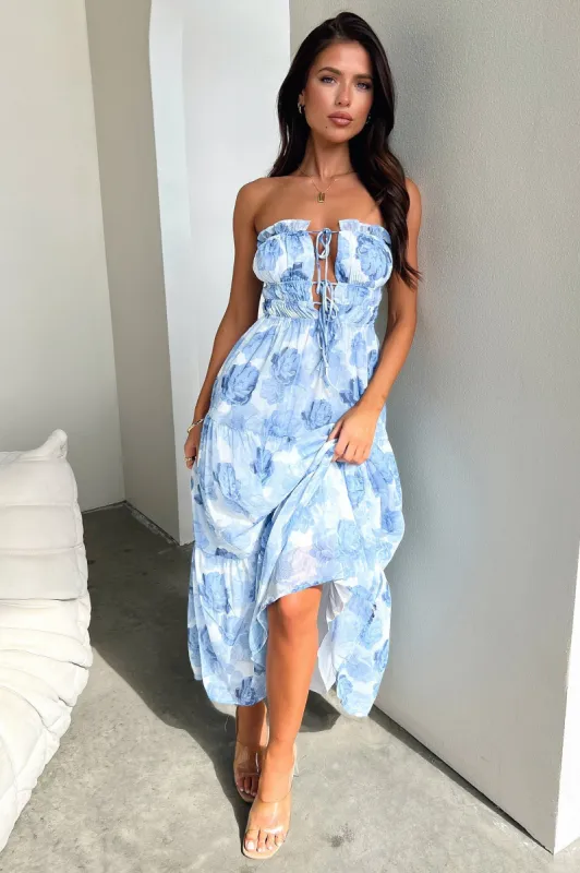 Skain Maxi Dress - Blue/White Floral sold by Thats So Fetch