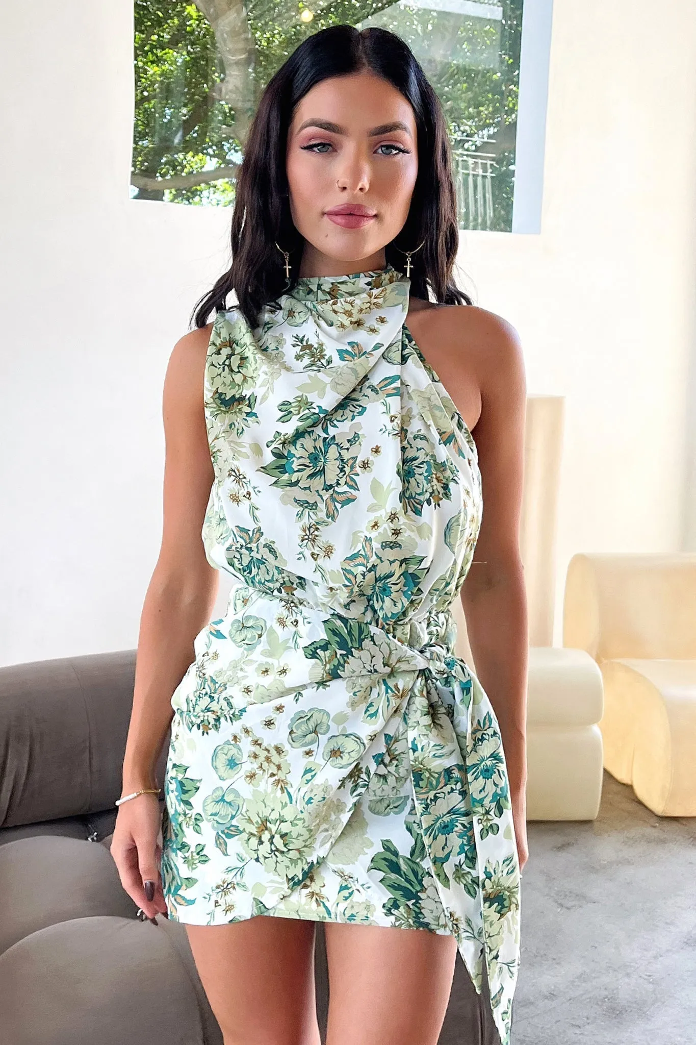 Santorini Mini Dress - Green Floral sold by Thats So Fetch product image thumbnail 4