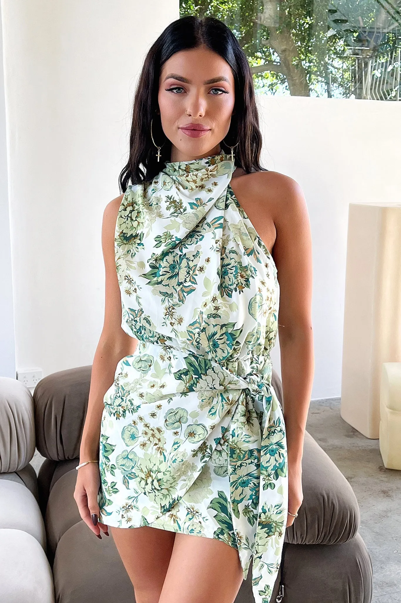 Santorini Mini Dress - Green Floral sold by Thats So Fetch product image thumbnail 5