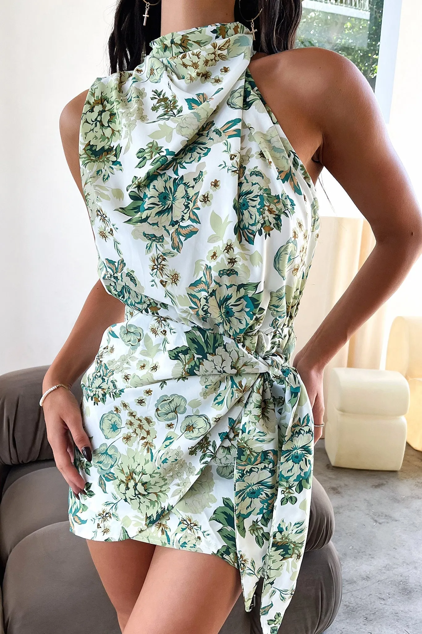 Santorini Mini Dress - Green Floral sold by Thats So Fetch product image thumbnail 2