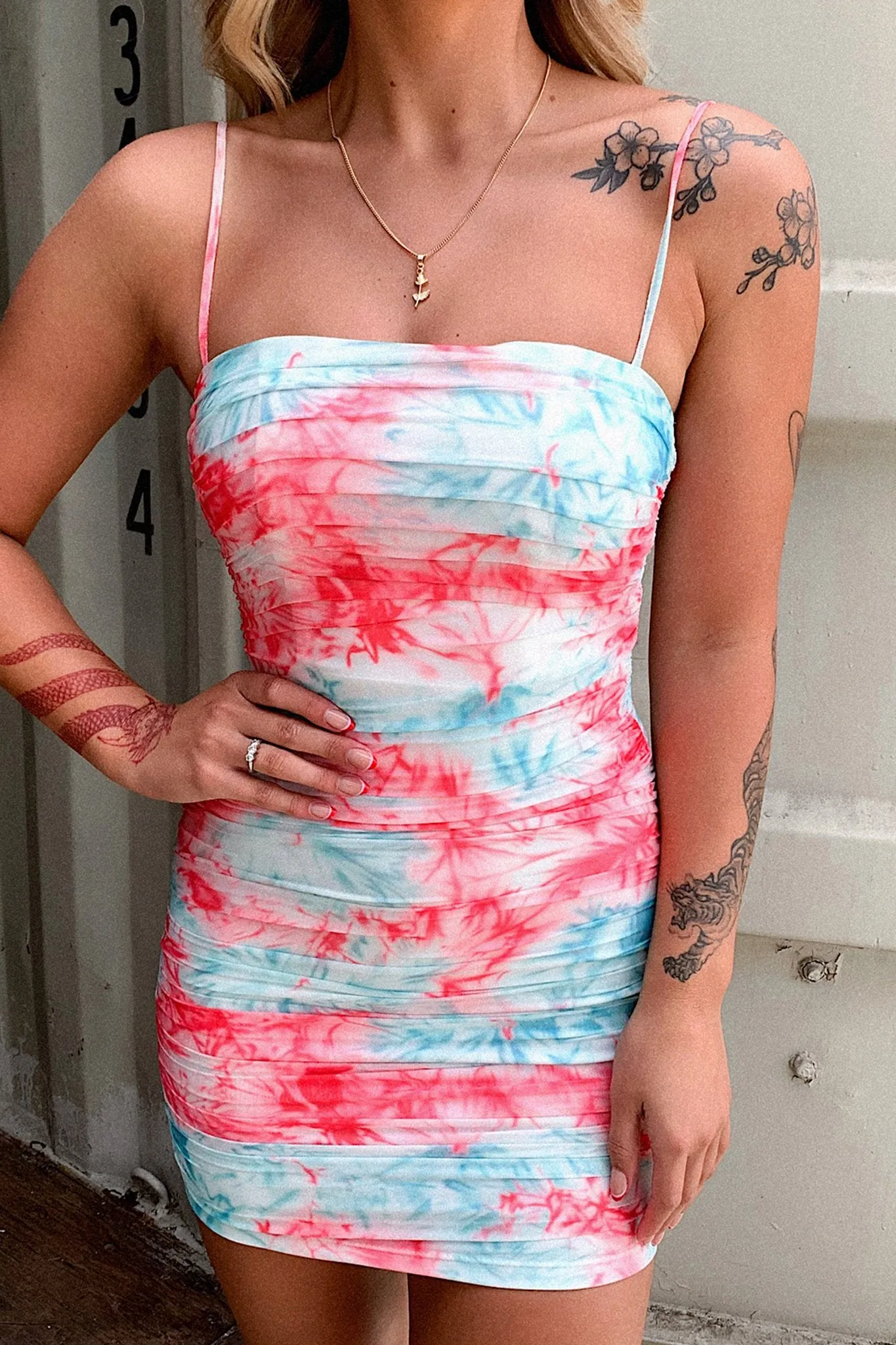 Zuhrah Dress - Pink/Aqua Tie Dye sold by Thats So Fetch product image thumbnail 4