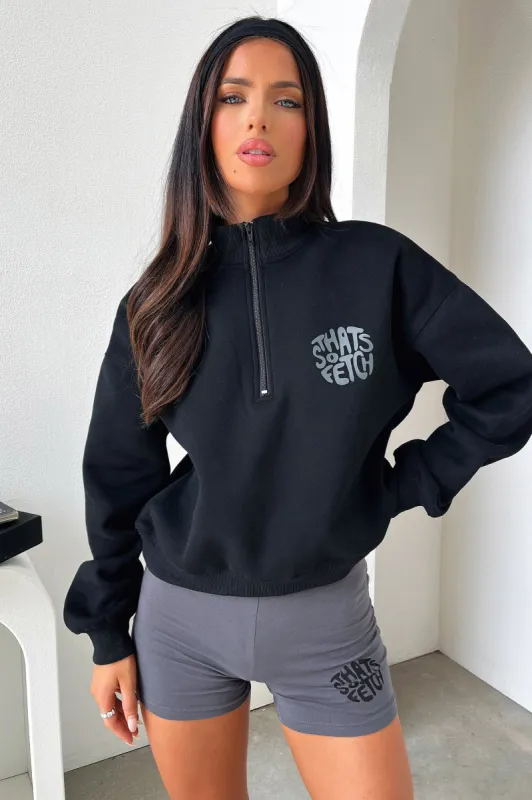 Beckham Half Zip Sweater - Black sold by Thats So Fetch