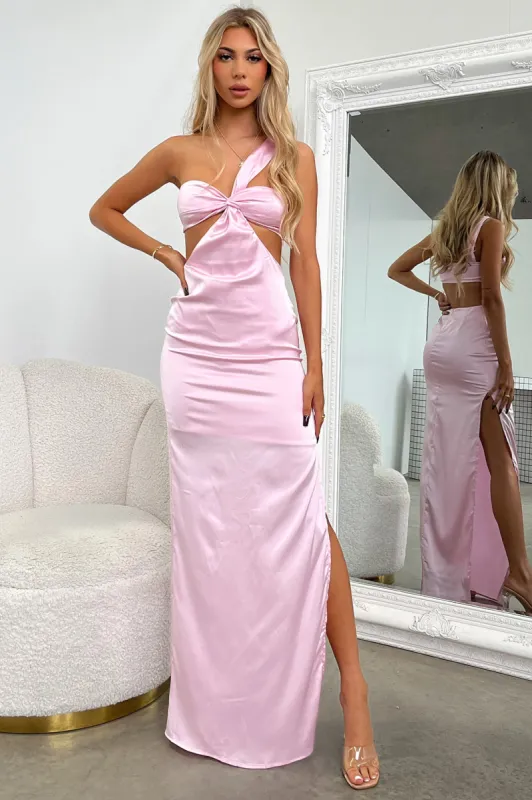 Alexia One Shoulder Satin Maxi Dress - Pink sold by Thats So Fetch