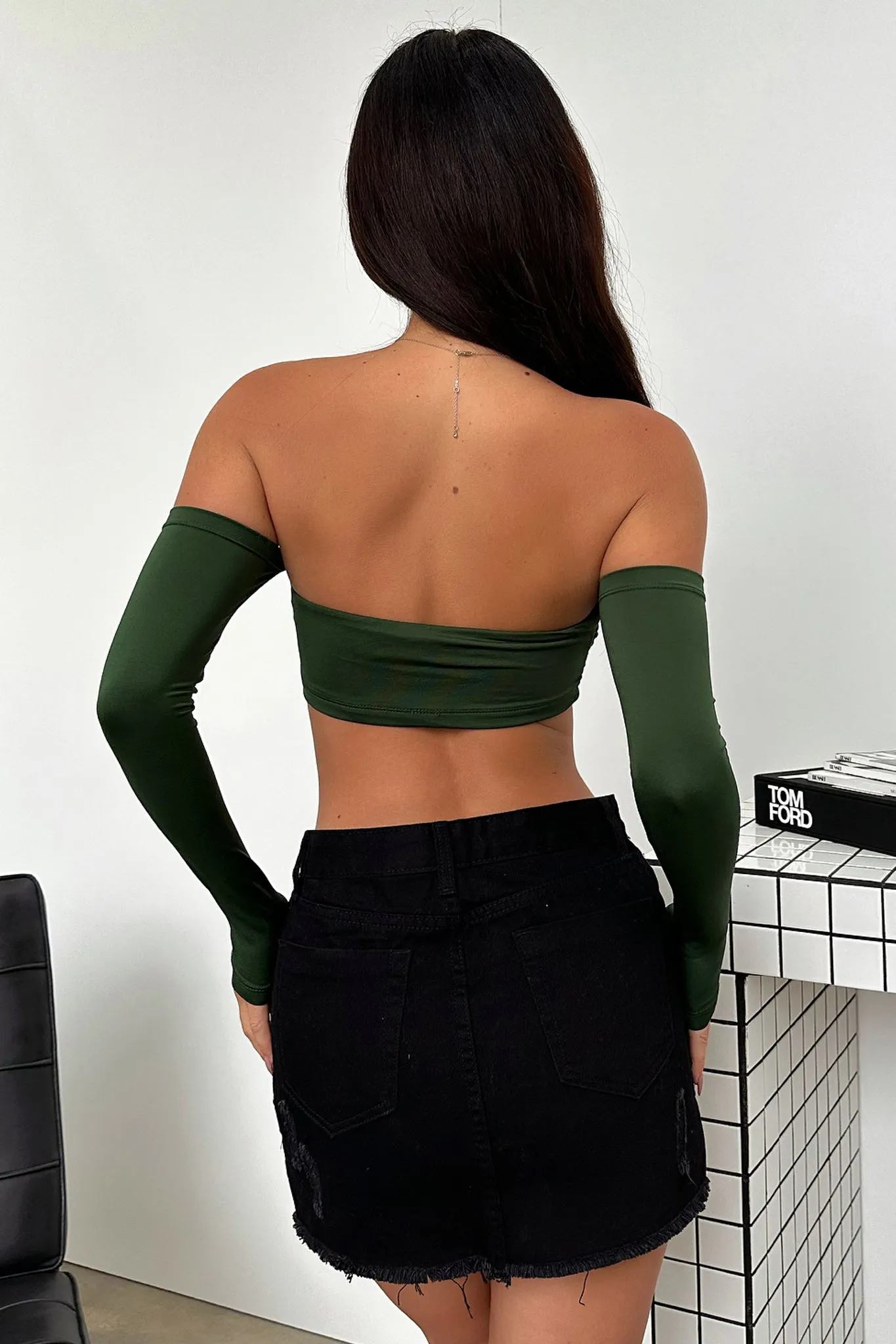 Victoria Off Shoulder Crop - Emerald sold by Thats So Fetch product image thumbnail 4