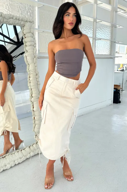 Tari Midi Skirt - Beige sold by Thats So Fetch