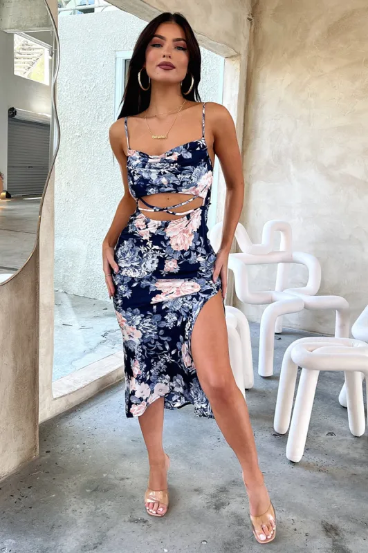 Florence Midi Dress - Blue Floral sold by Thats So Fetch