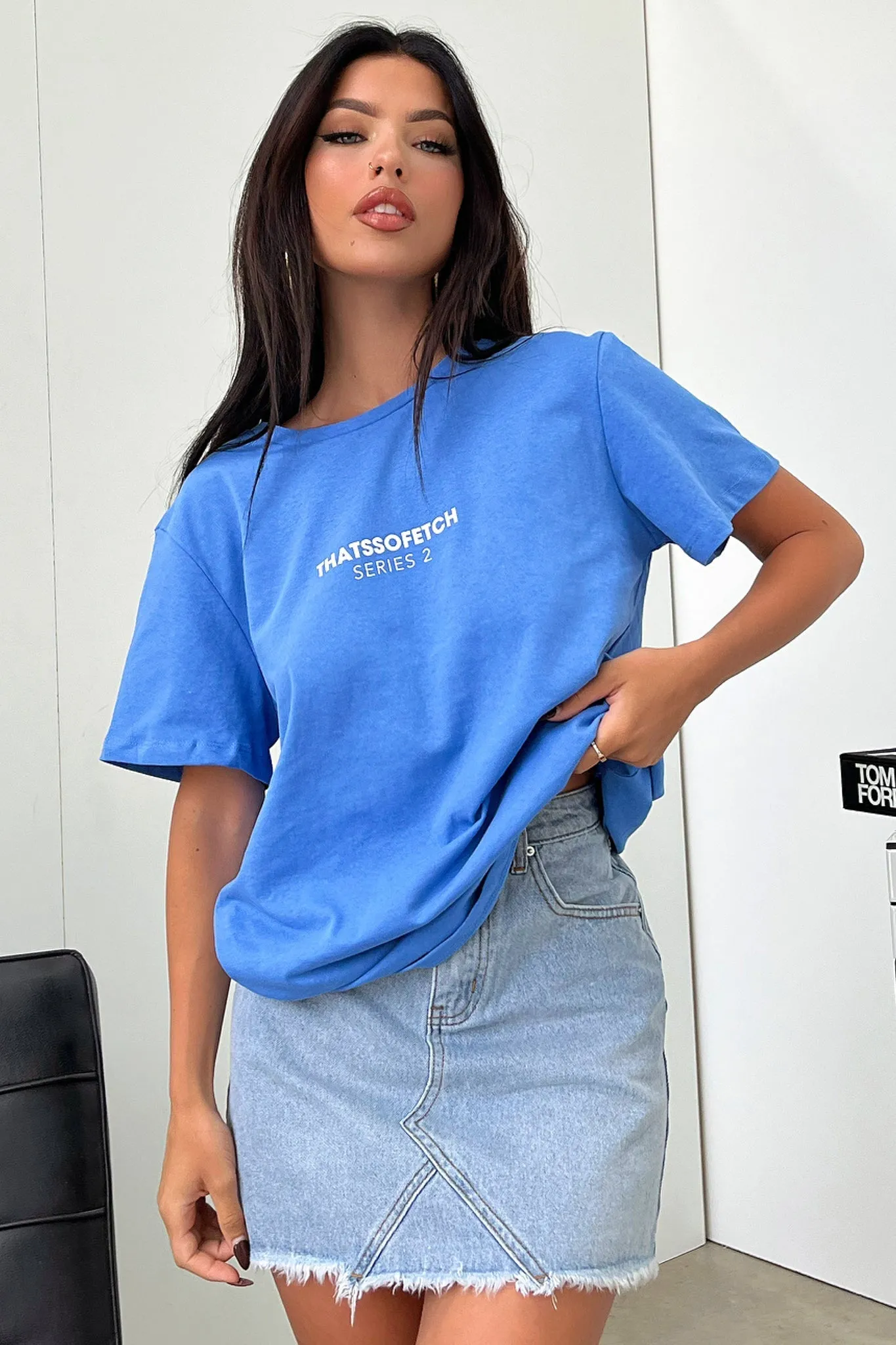 Henley Denim Skirt - Blue Denim sold by Thats So Fetch product image thumbnail 2