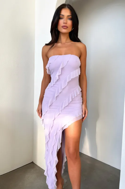 Jadore Strapless Ruffle Midi Dress - Lilac sold by Thats So Fetch