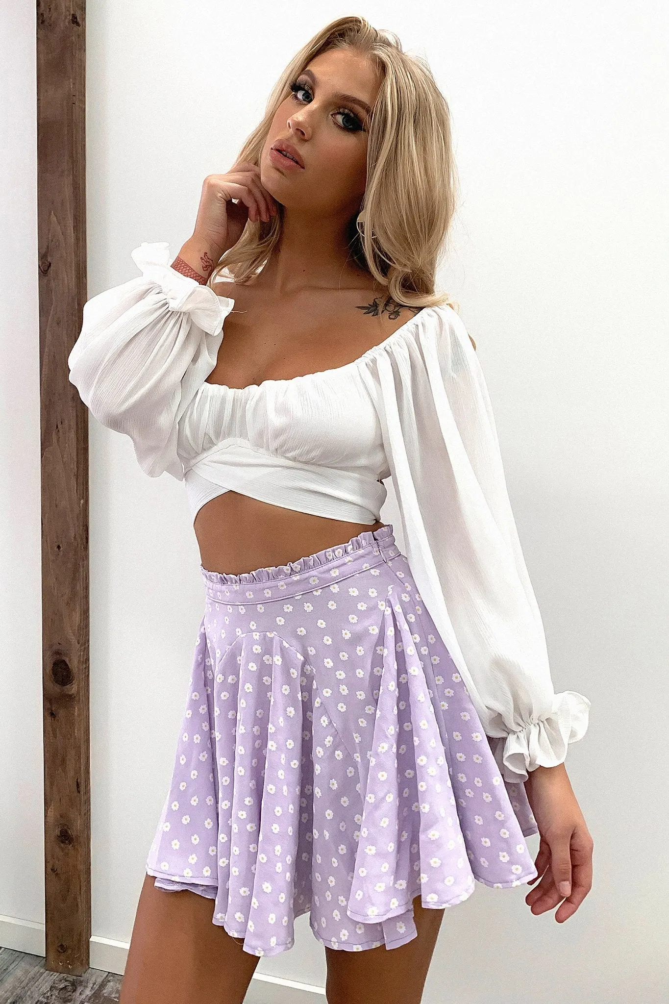 Elliot long Sleeve Crop - White sold by Thats So Fetch