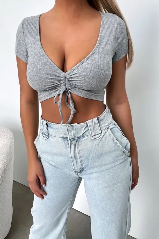 Santana Short Sleeve Crop - Grey sold by Thats So Fetch