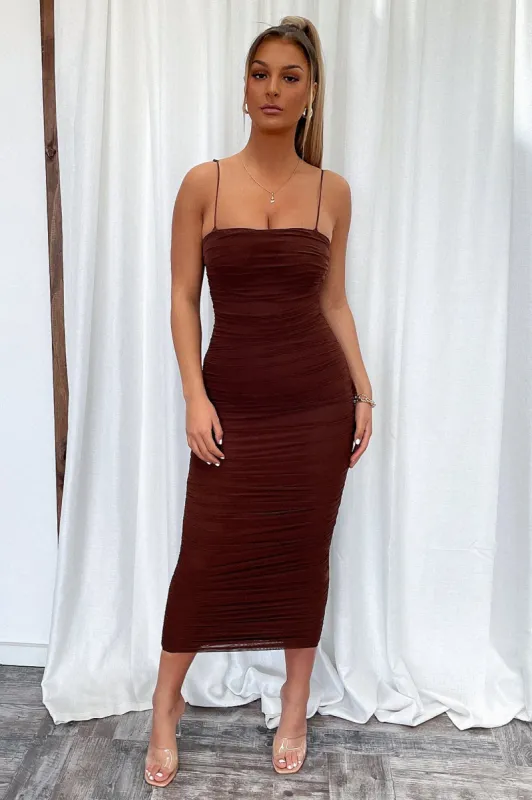 Zena Mesh Full Length Dress - Brown sold by Thats So Fetch