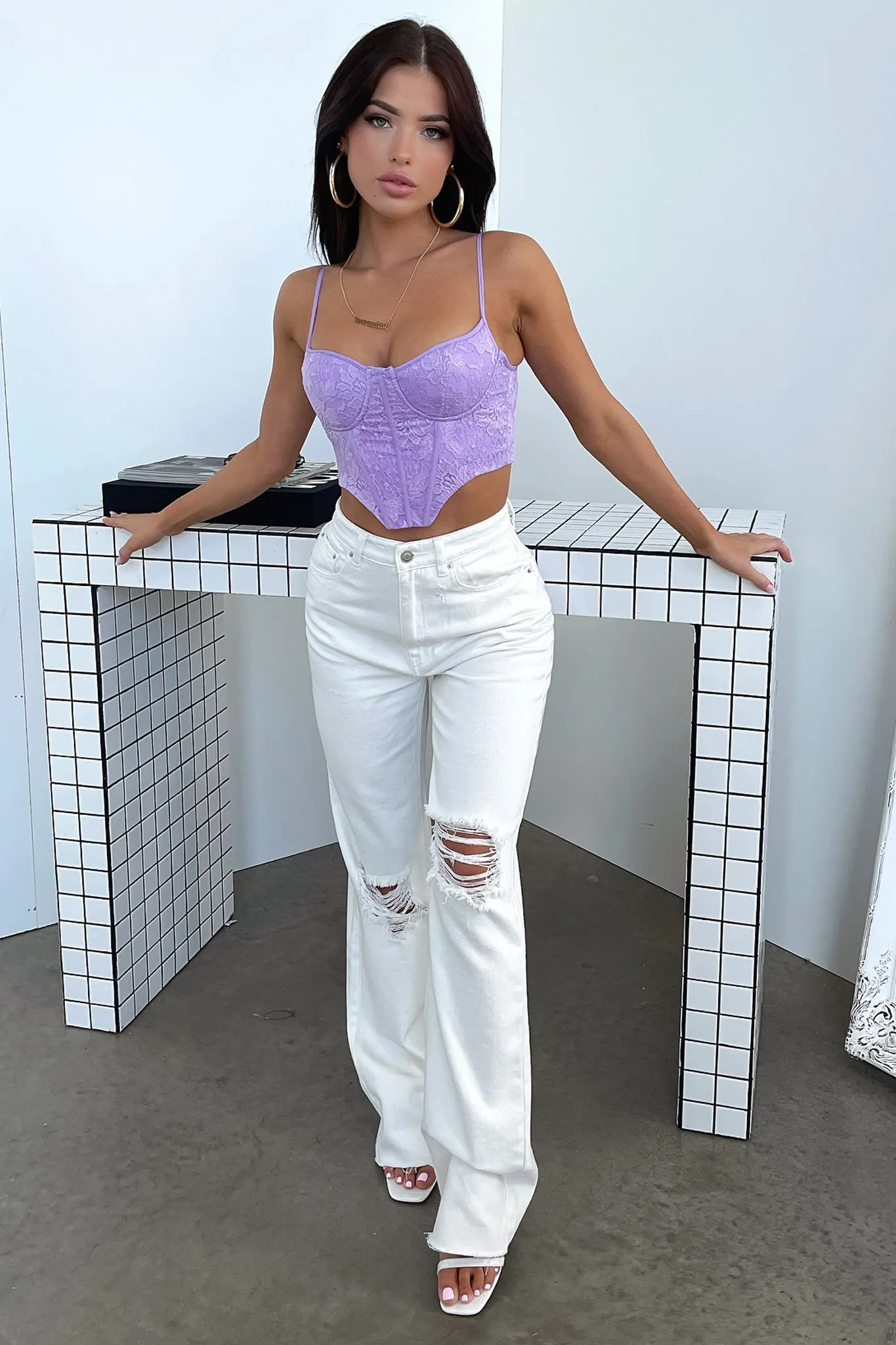 Marko Lace Corset - Lilac sold by Thats So Fetch product image thumbnail 2