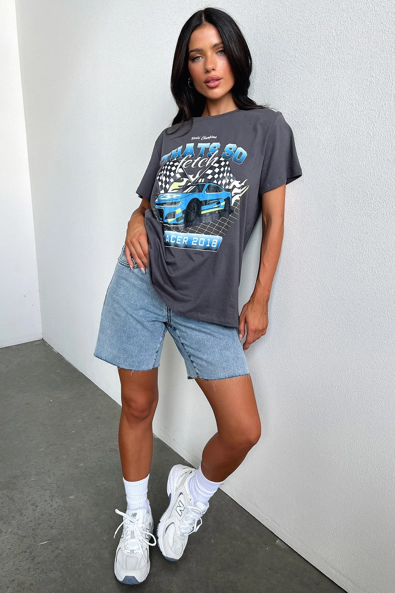 Homestretch Oversized Tee - Charcoal sold by Thats So Fetch product image thumbnail 3