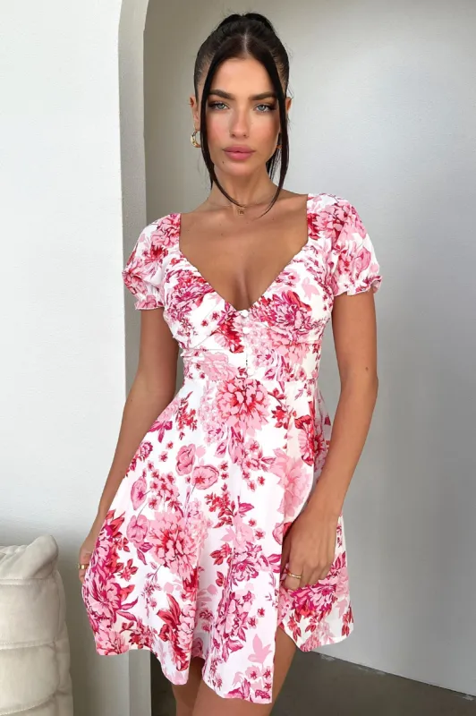 Solem Mini Dress - Pink/Red Floral sold by Thats So Fetch