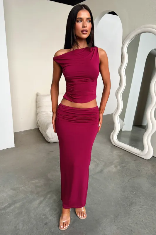 Vamika Maxi Skirt - Burgundy sold by Thats So Fetch