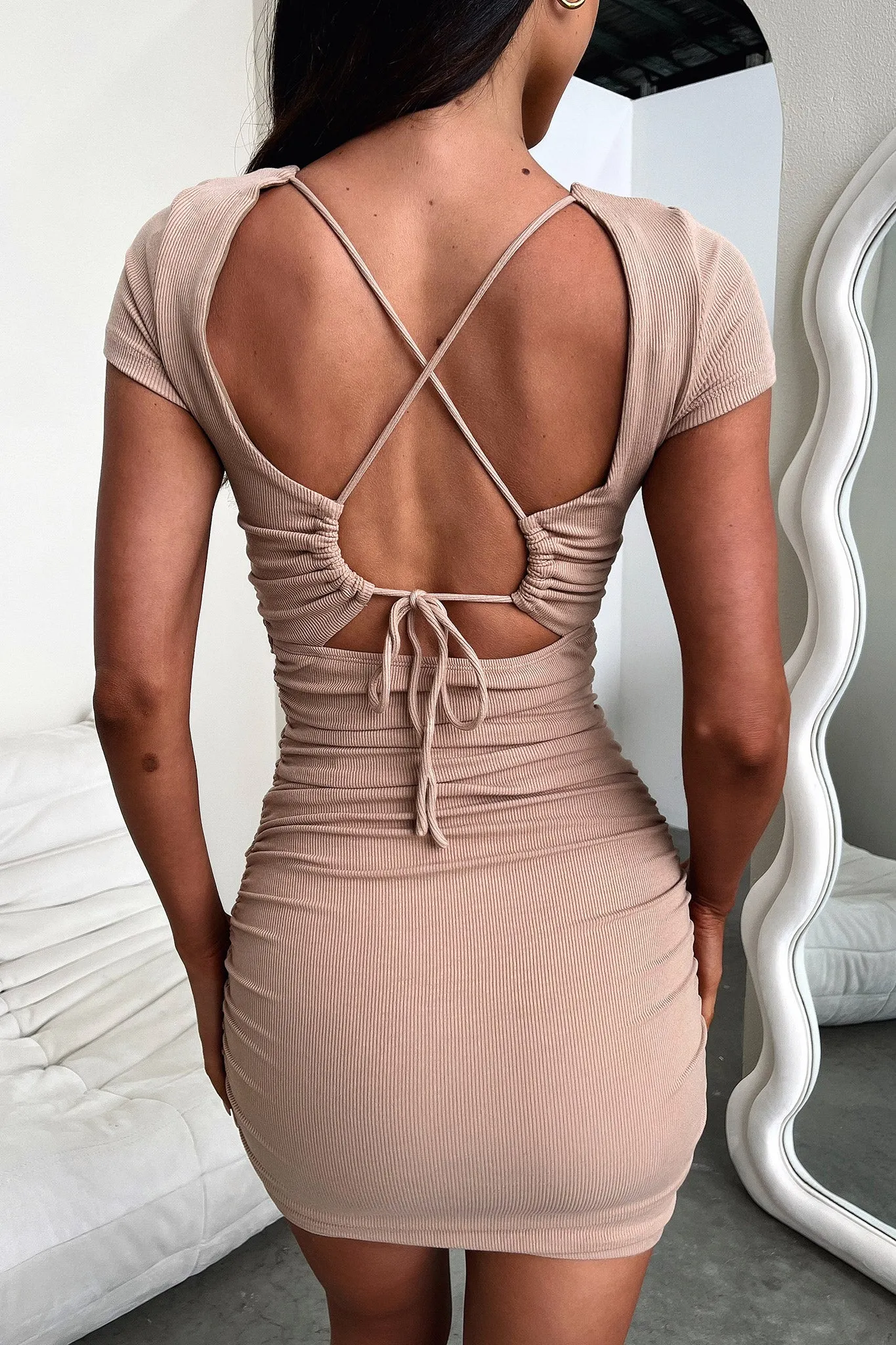 Brigitta Short Sleeve Dress - Tan sold by Thats So Fetch product image thumbnail 2