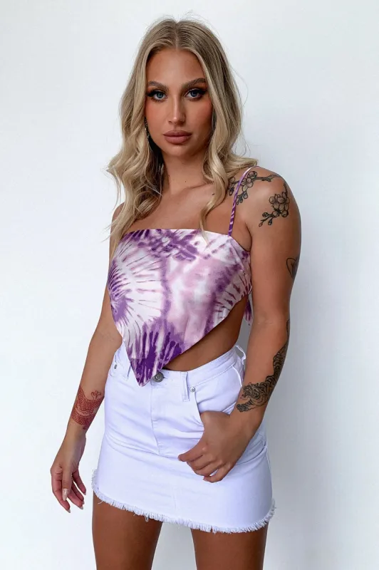 Anayanka Scarf Top - Purple Tie Dye sold by Thats So Fetch