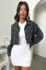 King Cropped Denim Jacket - Black Denim sold by Thats So Fetch