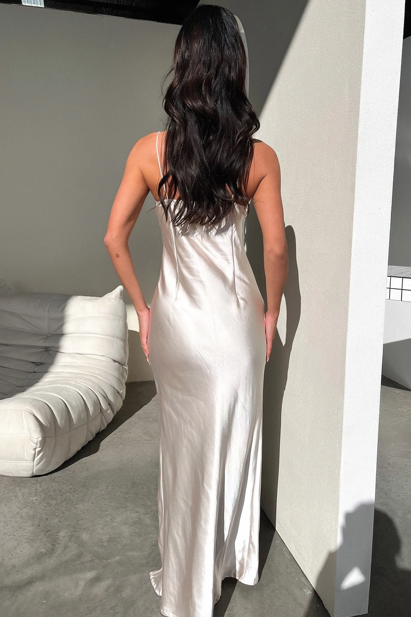 Jennifer Satin Maxi Dress - Champagne sold by Thats So Fetch product image thumbnail 4