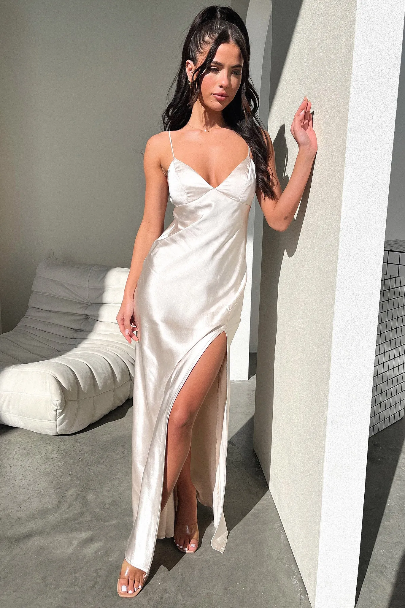 Jennifer Satin Maxi Dress - Champagne sold by Thats So Fetch