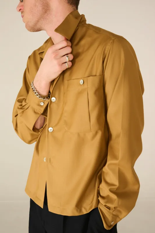 Mustard big pocket shirt overshirt sold by Scott Fraser Collection