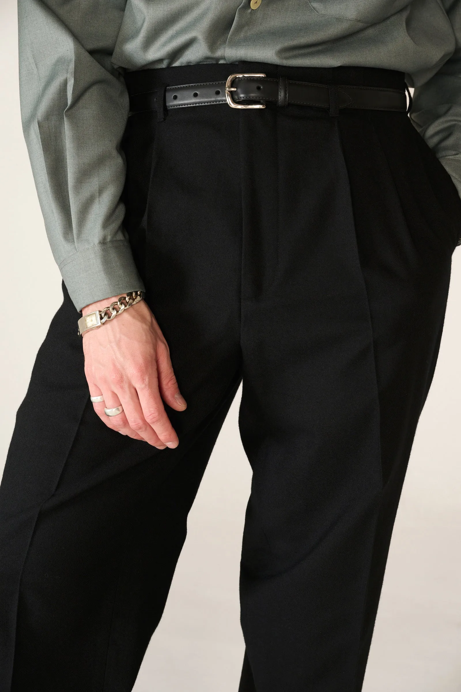 Black wool Empire waist trousers (IN STOCK) sold by Scott Fraser Collection product image thumbnail 2