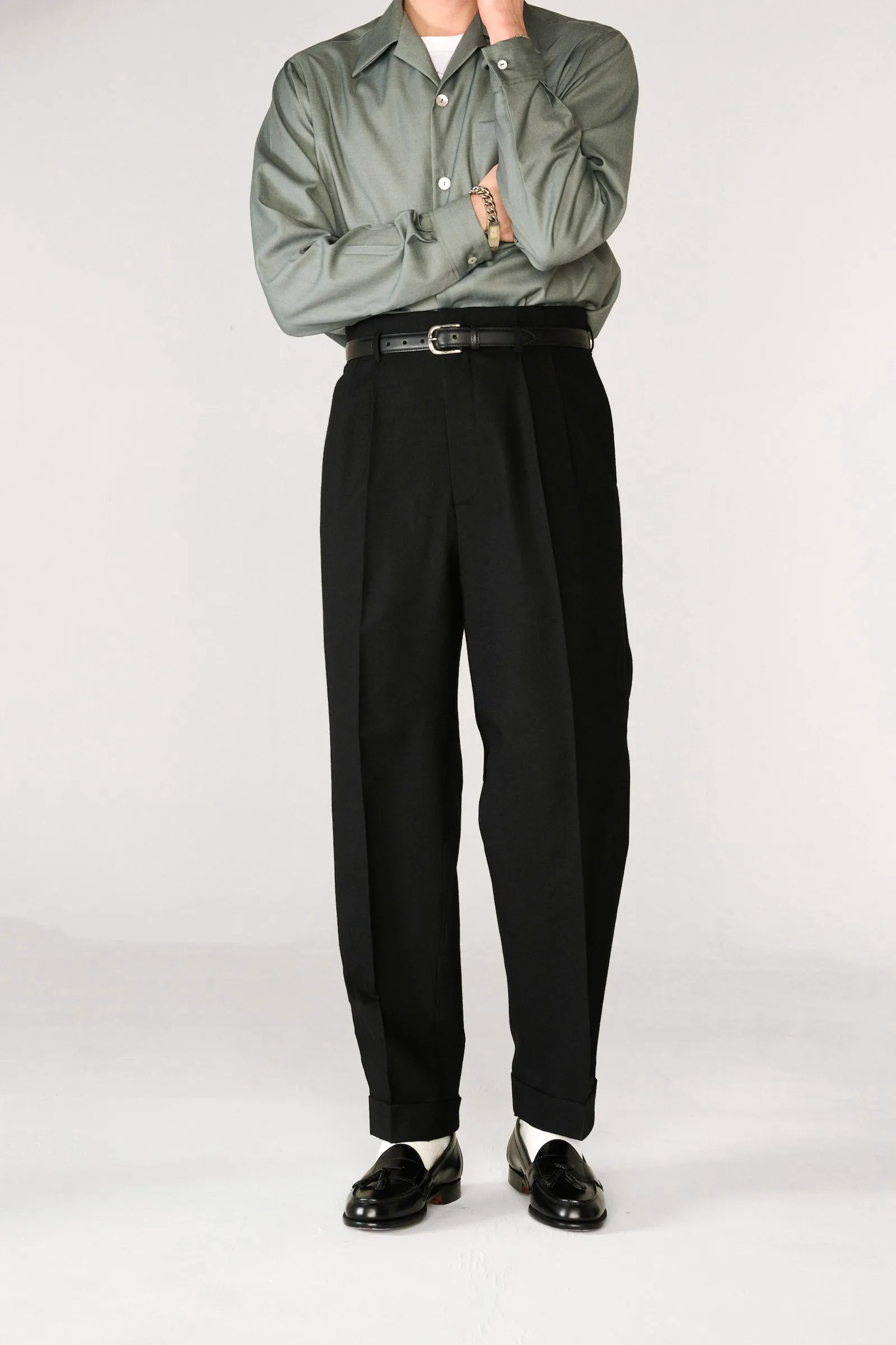 Black wool Empire waist trousers (IN STOCK) sold by Scott Fraser Collection product image thumbnail 3