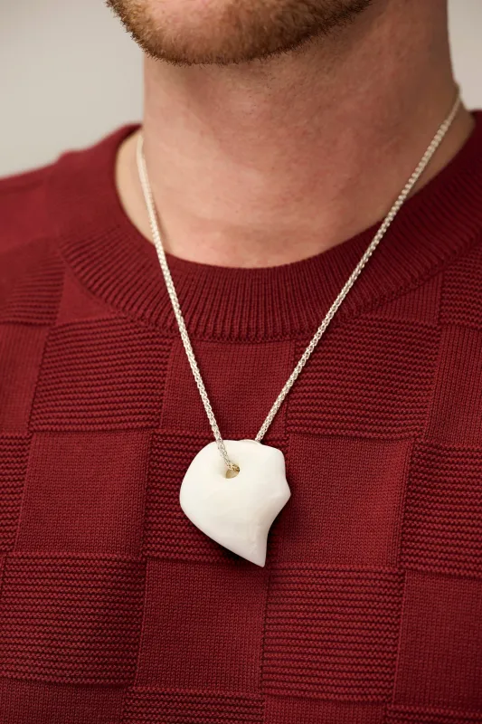 Silver Lucky Coin necklace with Stone pendant (A9) sold by Scott Fraser Collection