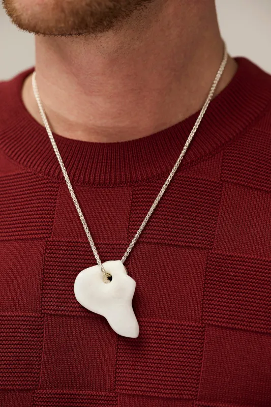 Silver Lucky Coin necklace with Stone pendant (A3) sold by Scott Fraser Collection