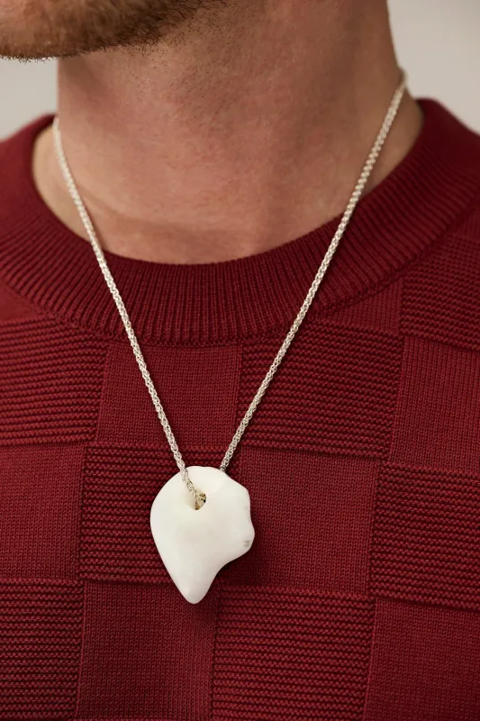 Silver Lucky Coin necklace with Stone pendant (A2) sold by Scott Fraser Collection