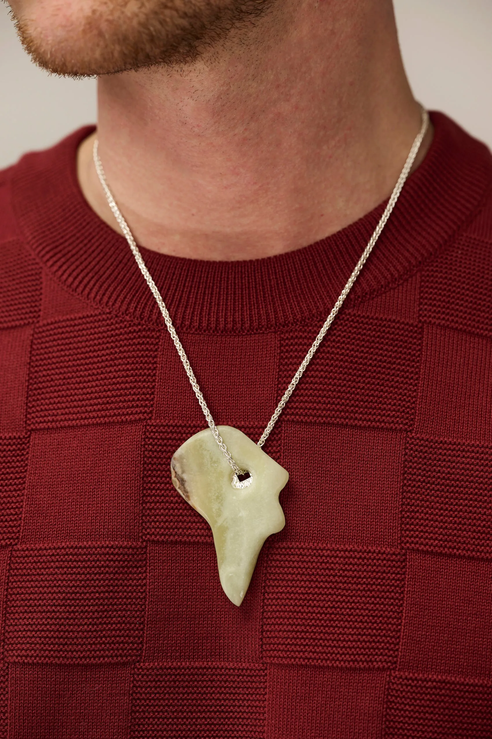 Silver lucky coin necklace with stone pendant (GO3) sold by Scott Fraser Collection