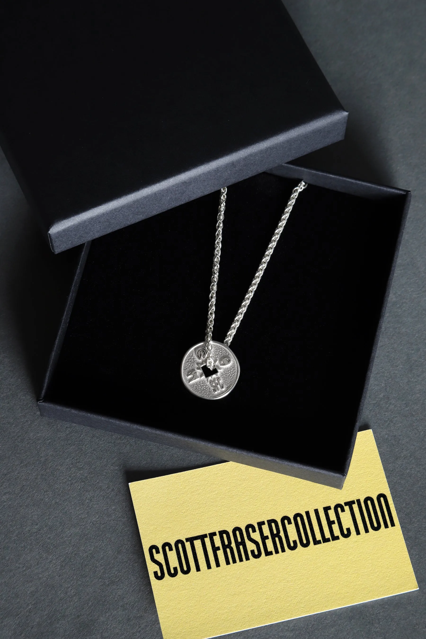 Silver lucky coin necklace with stone pendant (GO3) sold by Scott Fraser Collection product image thumbnail 5