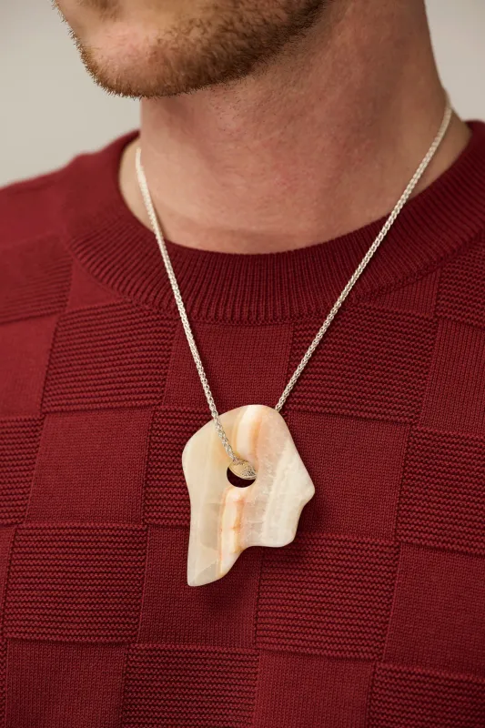 Silver Lucky Coin necklace with Stone pendant (O3) sold by Scott Fraser Collection