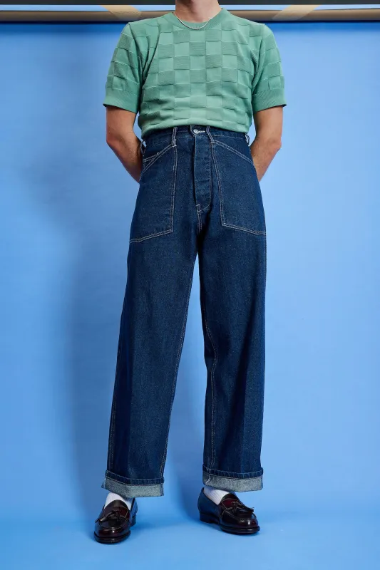 Patch pocket denim pants (RE-STOCKED) sold by Scott Fraser Collection
