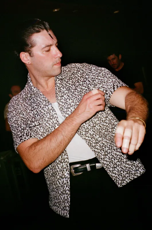 Textured woven leopard shirt sold by Scott Fraser Collection