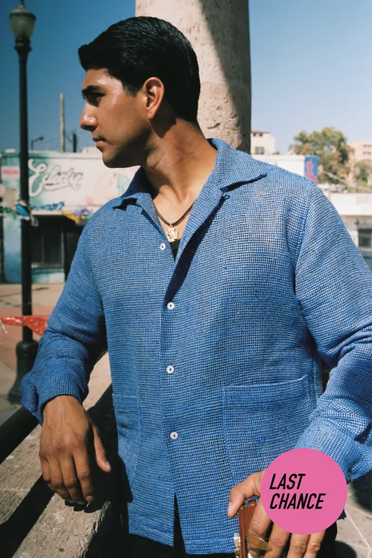 Majorelle blue laddered pocket shirt (LIMITED) sold by Scott Fraser Collection