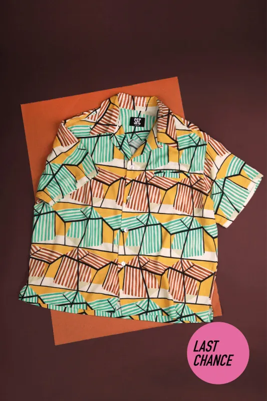 Yellow drapey Brighton hut shirt sold by Scott Fraser Collection