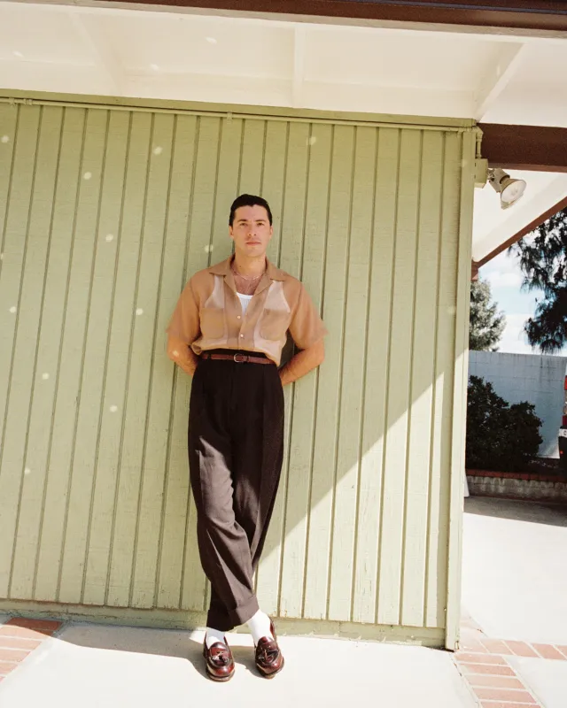 Brown semi sheer jelly fish shirt sold by Scott Fraser Collection