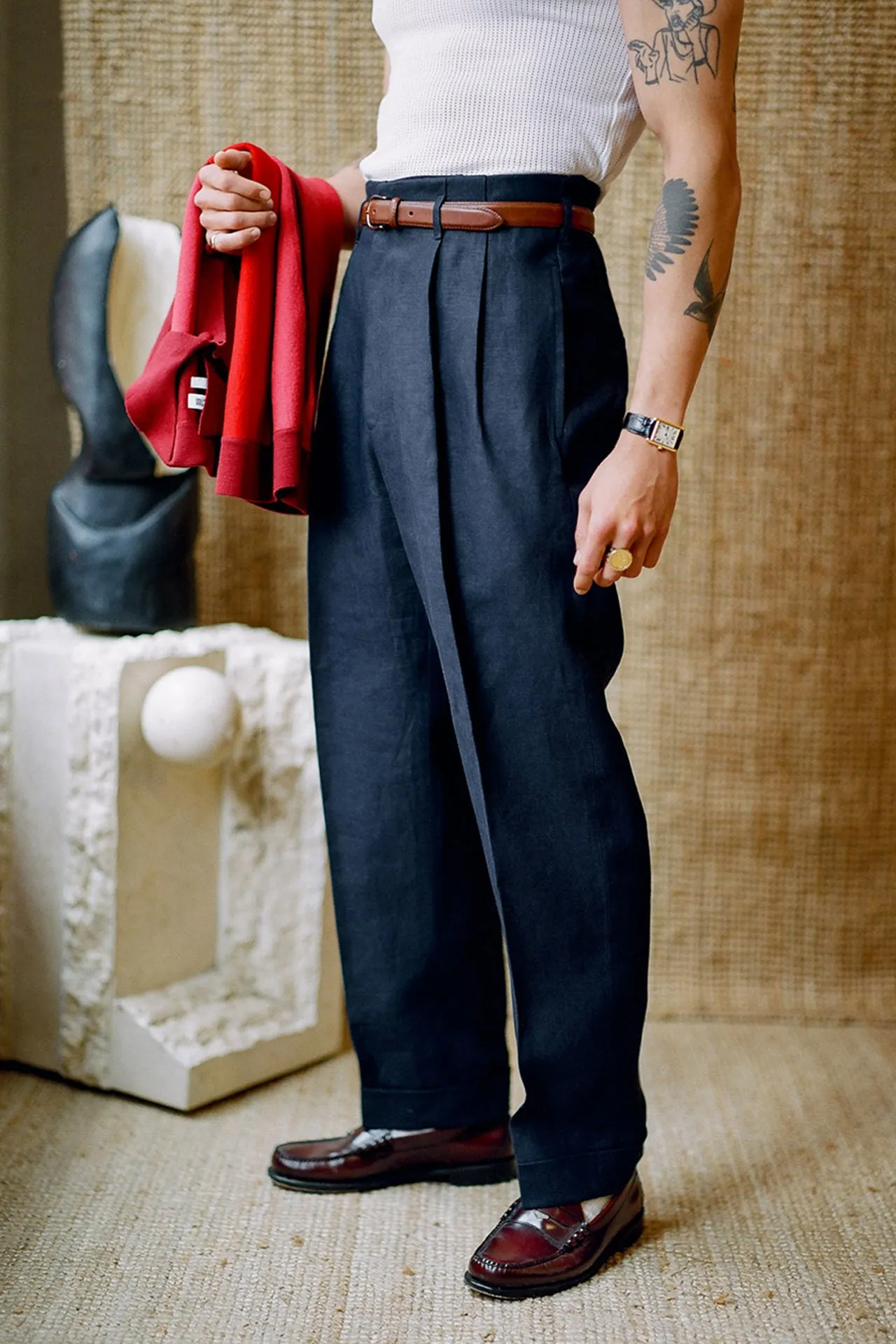 Empire waist peg trousers (made in 40+ fabric options) sold by Scott Fraser Collection product image thumbnail 2