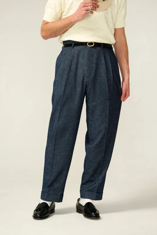 Empire waist peg trousers (made in 40+ fabric options) sold by Scott Fraser Collection