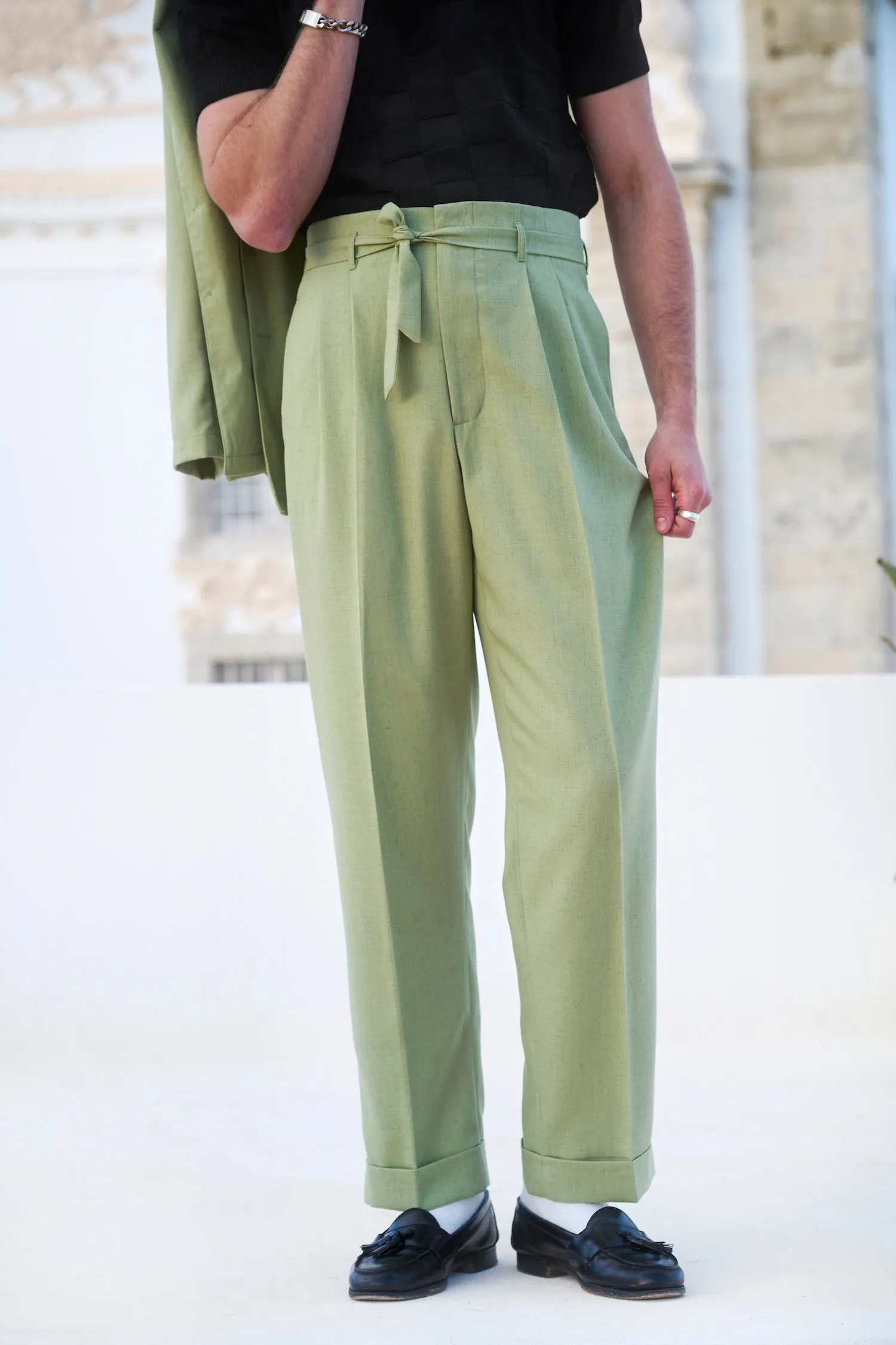 Empire waist peg trousers (made in 40+ fabric options) sold by Scott Fraser Collection product image thumbnail 4