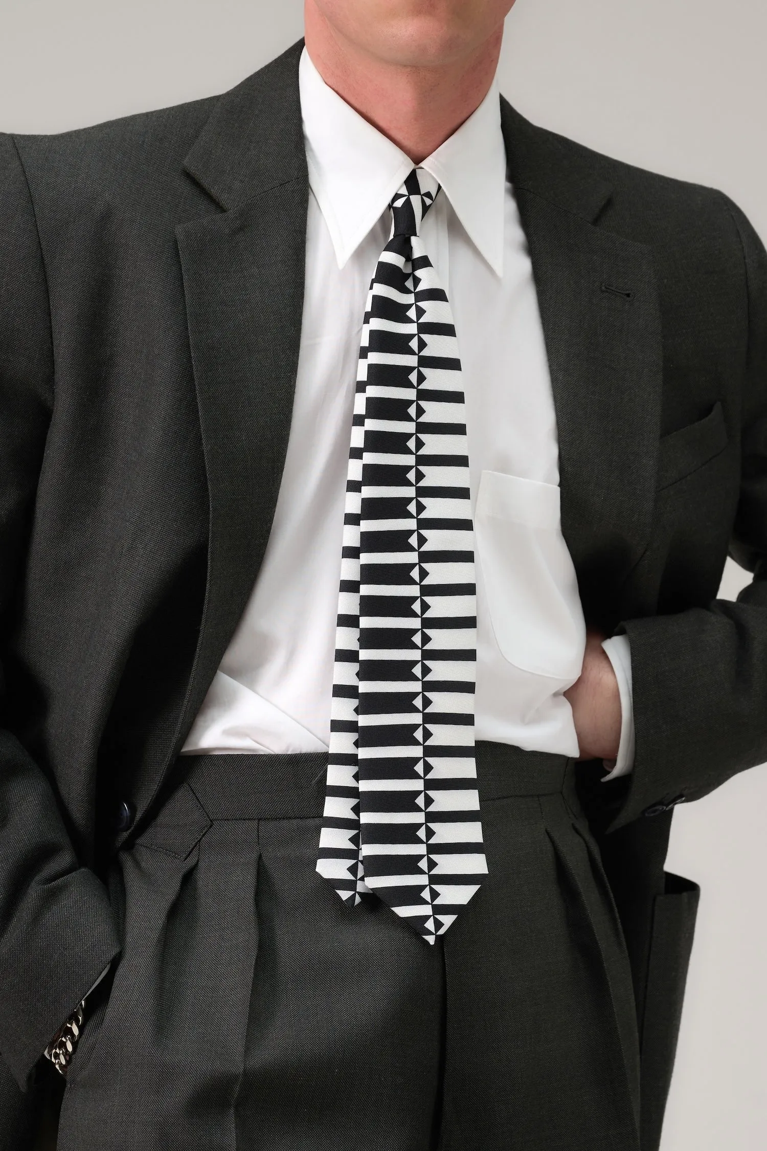 Geometric silk tie sold by Scott Fraser Collection